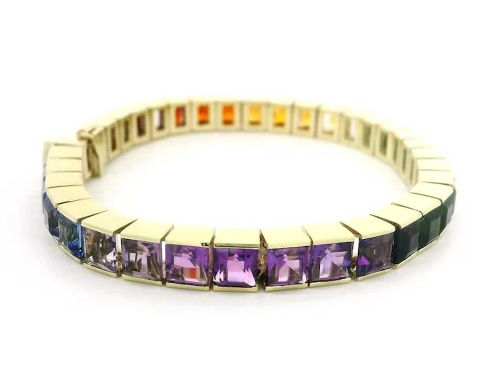 14k Gold Vivid Genuine Gradient Multicolor Square… - image 2