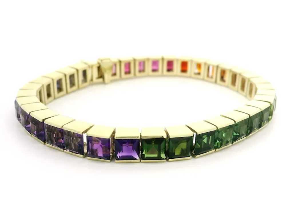 14k Gold Vivid Genuine Gradient Multicolor Square… - image 3