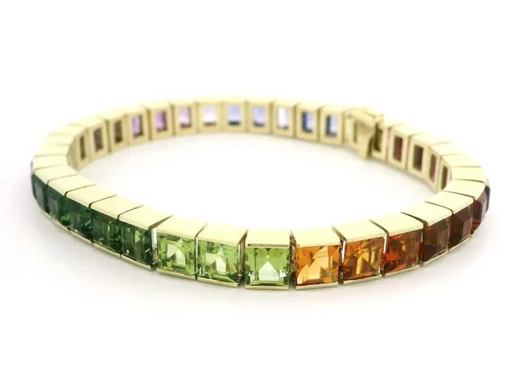 14k Gold Vivid Genuine Gradient Multicolor Square… - image 4