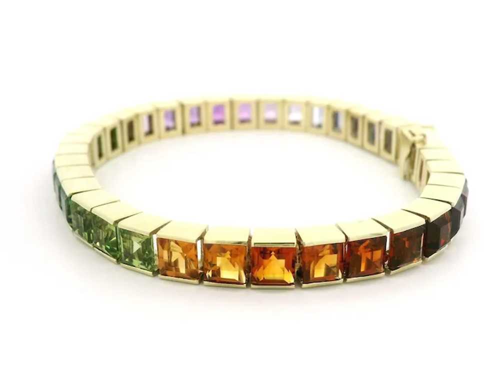 14k Gold Vivid Genuine Gradient Multicolor Square… - image 5