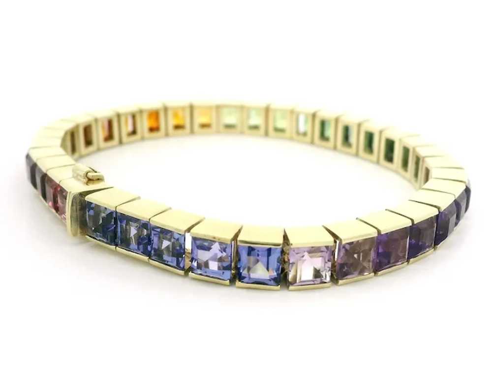 14k Gold Vivid Genuine Gradient Multicolor Square… - image 7