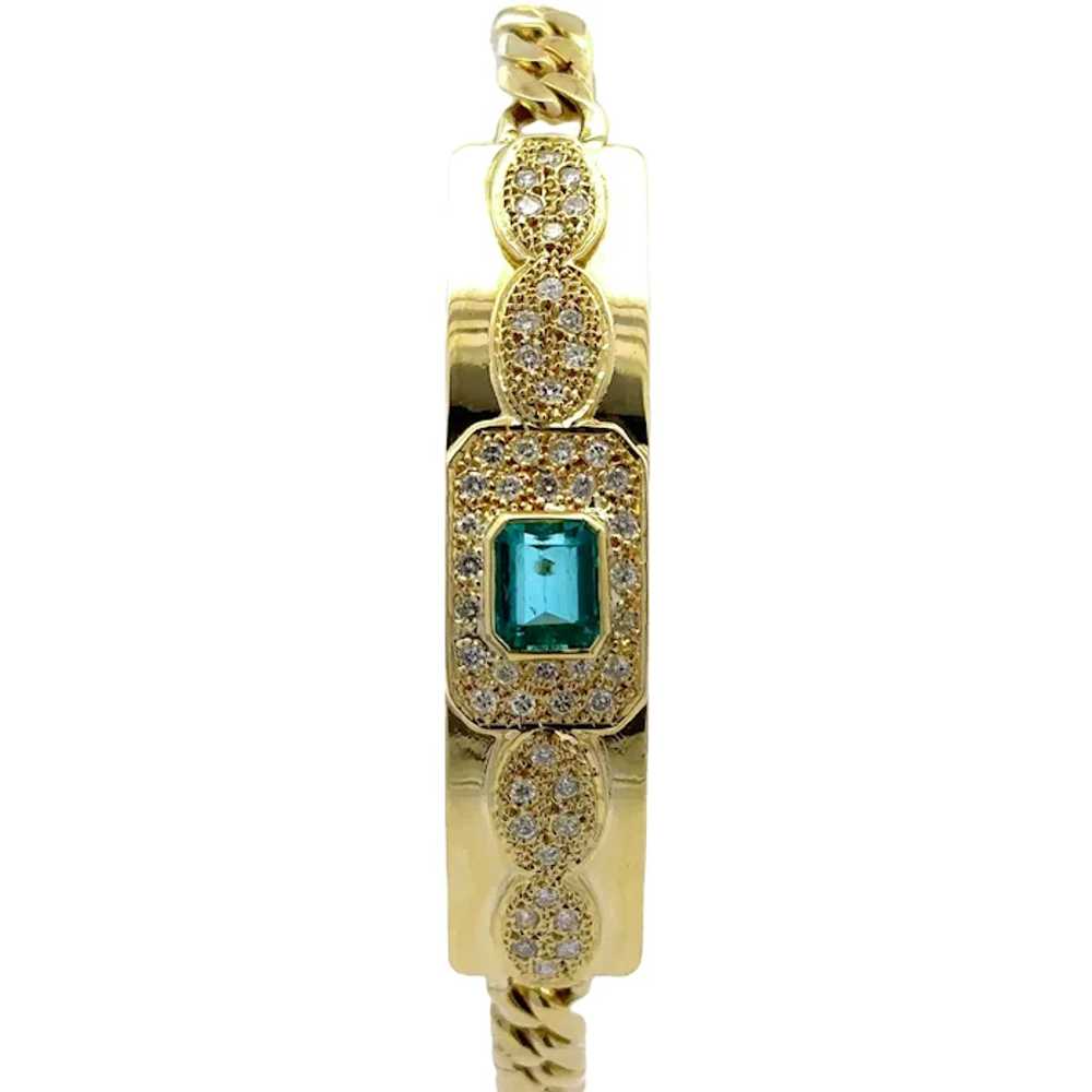 Unisex 18k Gold GIA 2.50ctw Colombian Emerald & D… - image 3