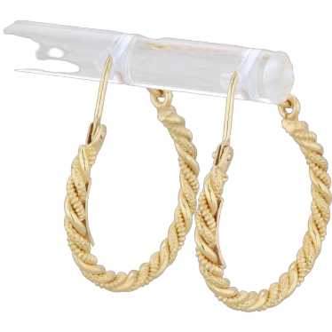 18k Yellow Gold Roped Hoop Earrings 3.12g - image 1