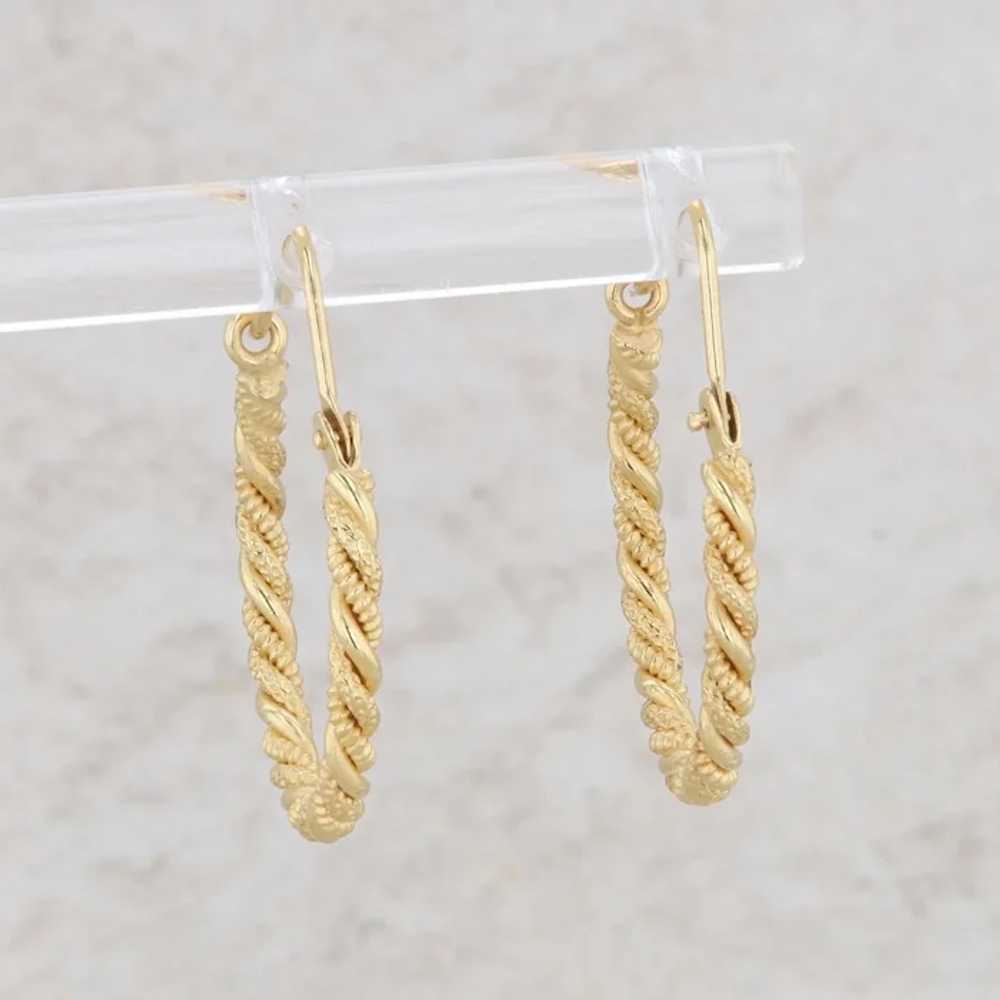 18k Yellow Gold Roped Hoop Earrings 3.12g - image 3