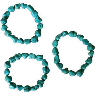 Set of 3 Turquoise Chunk Expandable Bracelets - image 1