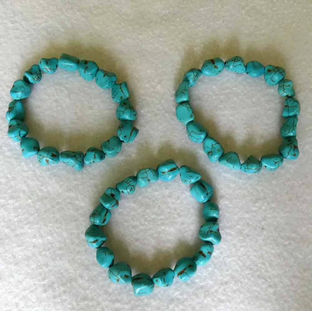 Set of 3 Turquoise Chunk Expandable Bracelets - image 2