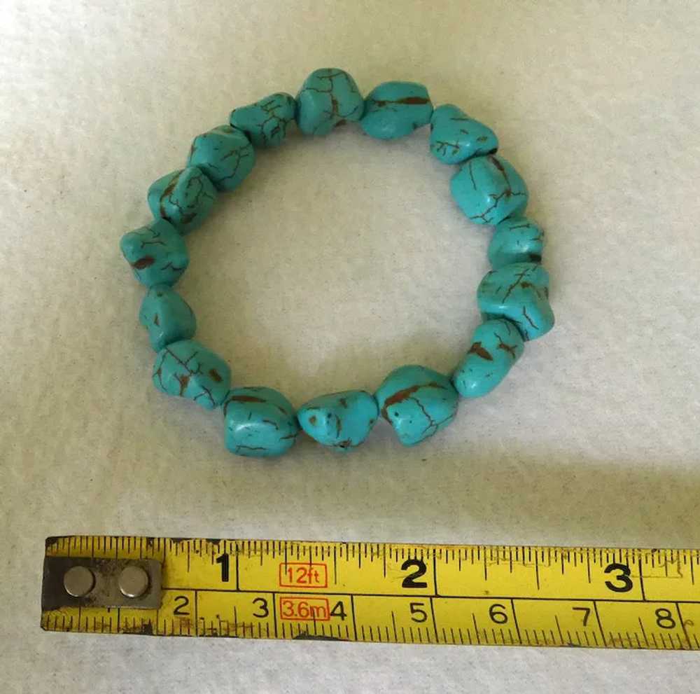 Set of 3 Turquoise Chunk Expandable Bracelets - image 3