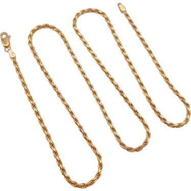 Solid Rope Chain Necklace 14K Gold 20 Inch Length… - image 1