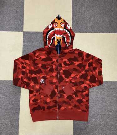 Bape Color Camo Tiger Shark Wide Full Zip Double … - image 1