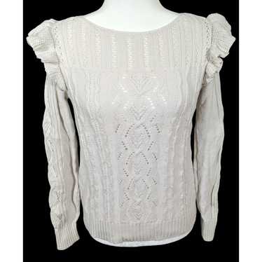 Loft Vintage Coquette White Loft Ruffle Sleeve Swe