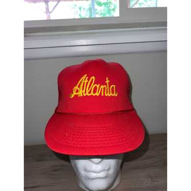 Vintage ATL Atlanta GA Script Red Yellow Hat Head… - image 1