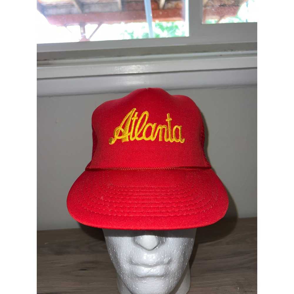 Vintage ATL Atlanta GA Script Red Yellow Hat Head… - image 2