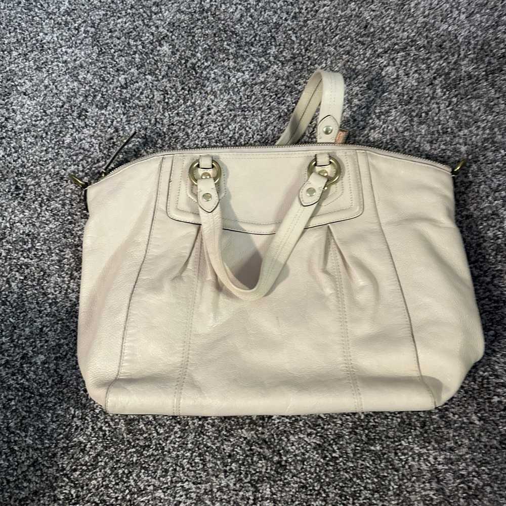 Coach leather handbag cream color - image 3