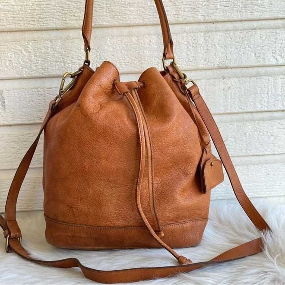 MADEWELL Brown Leather Drawstring Hobo Crossbody … - image 1