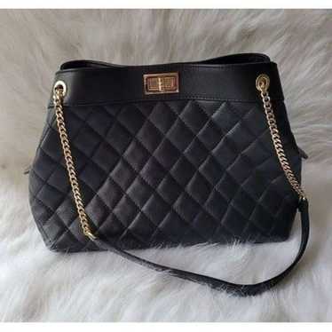 Anna Paola Black Quilted Leather Shoulder Bag