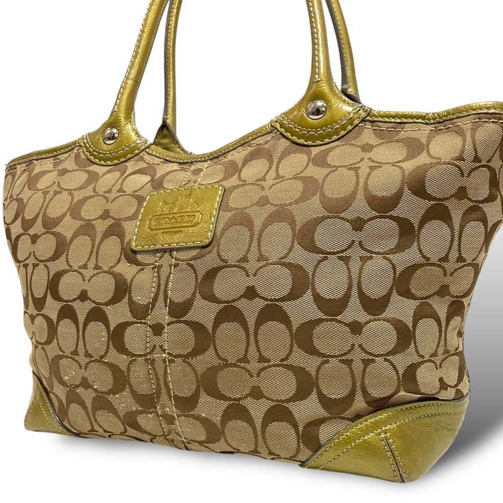 Coach tote bag in beige canvas and leather signat… - image 1