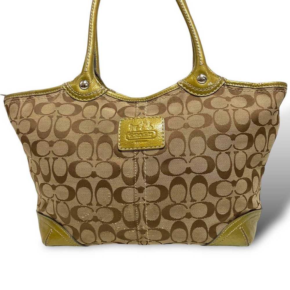 Coach tote bag in beige canvas and leather signat… - image 3