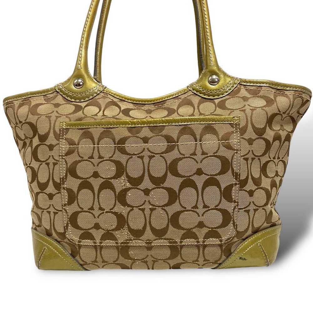 Coach tote bag in beige canvas and leather signat… - image 4