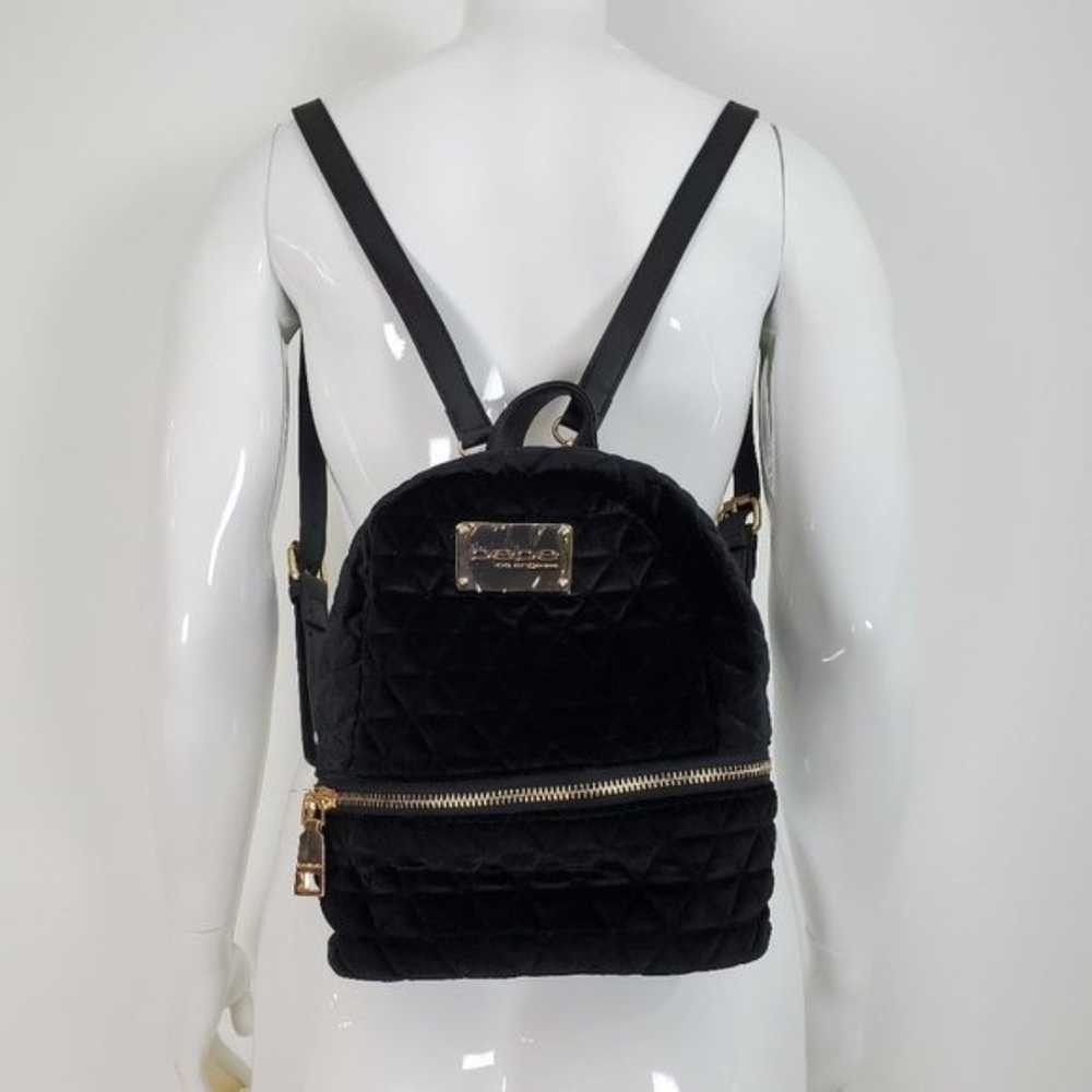 NEW Bebe Black Quilted Velvet Mini Backpack - image 2