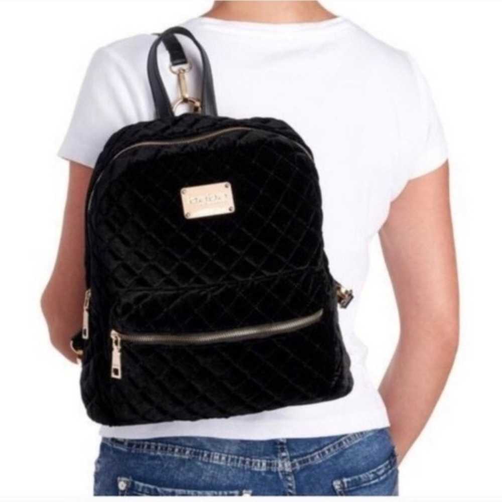 NEW Bebe Black Quilted Velvet Mini Backpack - image 8