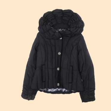 Vintage Women's Black Quilted Jacket in Small Siz… - image 1