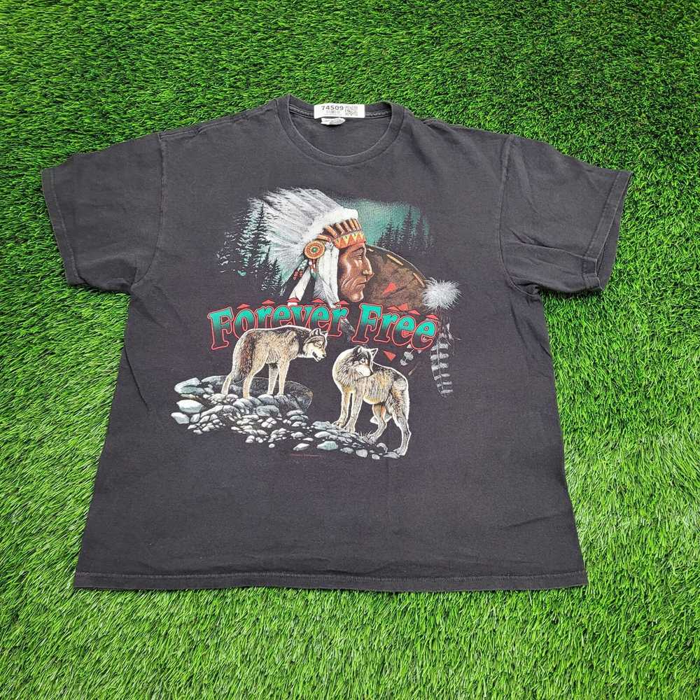 Delta Vintage Y2K Native-American Wolf Shirt L/XL… - image 1