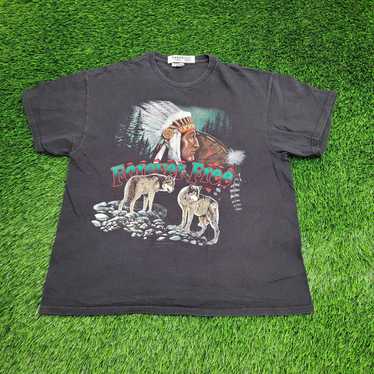 Delta Vintage Y2K Native-American Wolf Shirt L/XL… - image 1