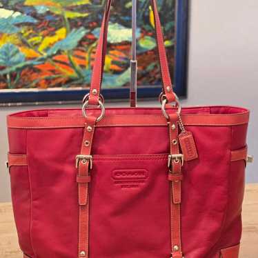 COACH LOT of 2 Red Gallery Leather Tote Bag with R