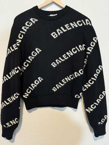 Balenciaga Balenciaga Allover Logo Knit Sweater