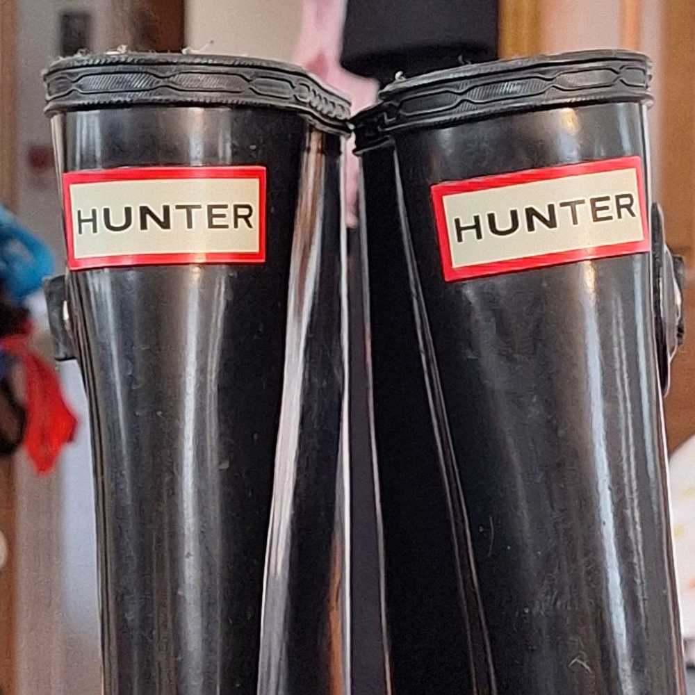 Hunter Hunter Tall Rain Boots Black Gloss Wellies… - image 8