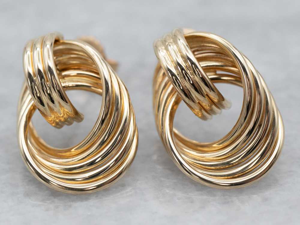 Triple Gold Hoop Stud Earrings - image 2