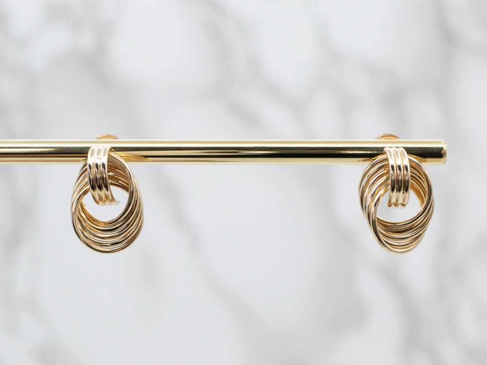 Triple Gold Hoop Stud Earrings - image 5