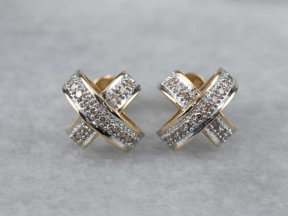 Diamond X Stud Earrings - image 1