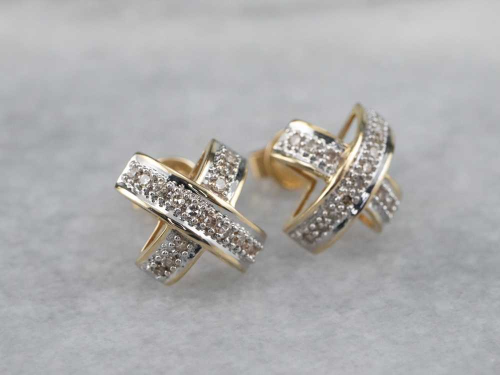 Diamond X Stud Earrings - image 3