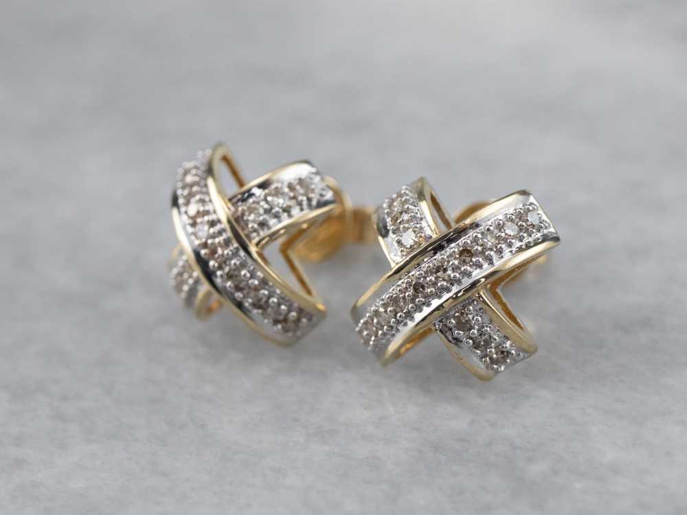 Diamond X Stud Earrings - image 4