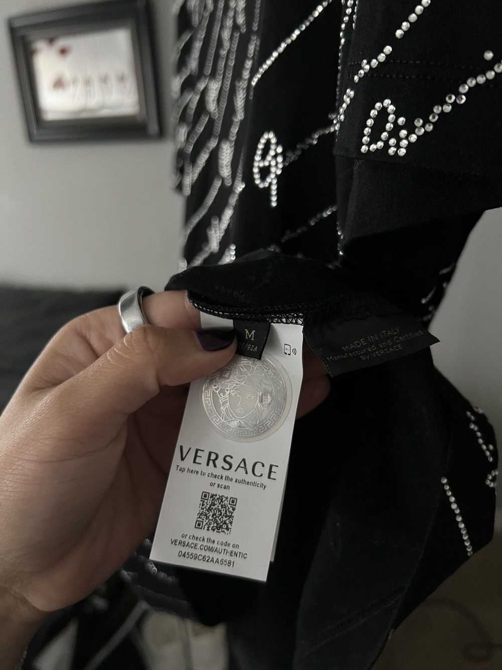 Versace Versace Crystal Logo Embellished T Shirt - image 6