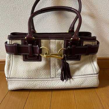 【Superb Condition】Coach Hamptons Leather Tassel Ca