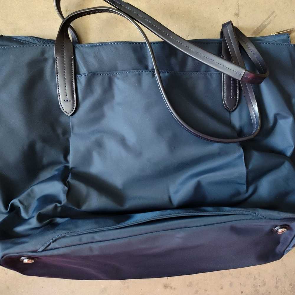 Tumi Nylon Tote Navy Blue Double Leather Handles … - image 4