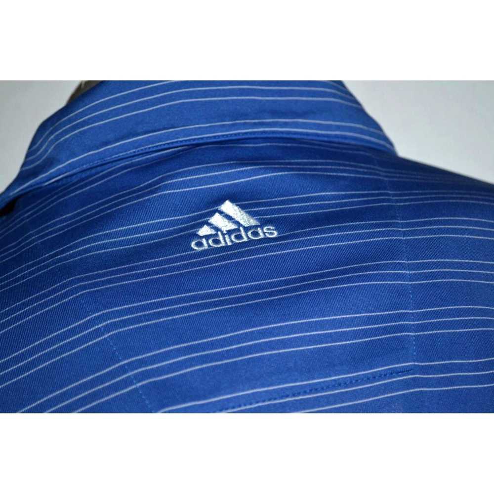 Adidas Authentic Blue Striped Polyester Golf Polo… - image 1