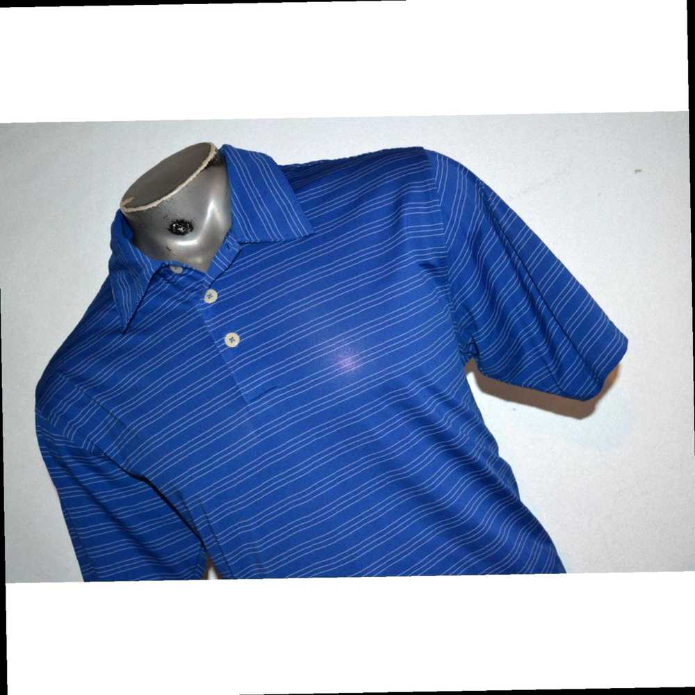 Adidas Authentic Blue Striped Polyester Golf Polo… - image 3