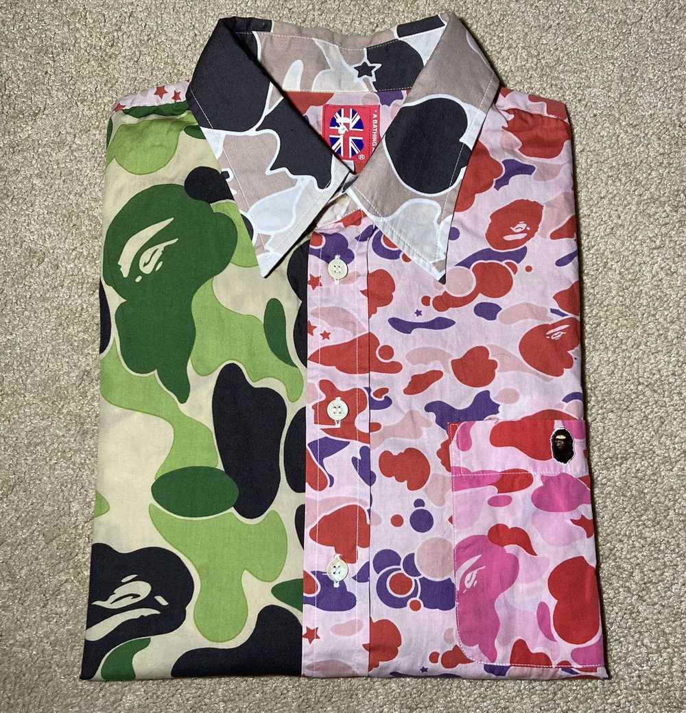 Bape 2002 Bape Multi Camo Psyche Button Up Patchw… - image 1