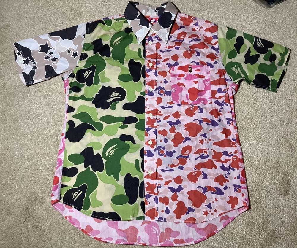 Bape 2002 Bape Multi Camo Psyche Button Up Patchw… - image 2