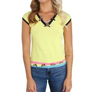 Vintage Y2k Dolce Cabo Pastel Yellow Tank with Pe… - image 1