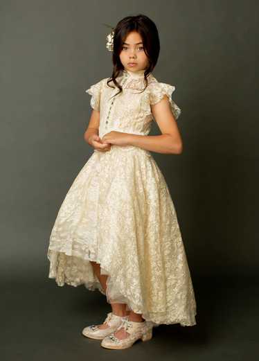 Joyfolie Kristy Petticoat Dress in Cream Metallic