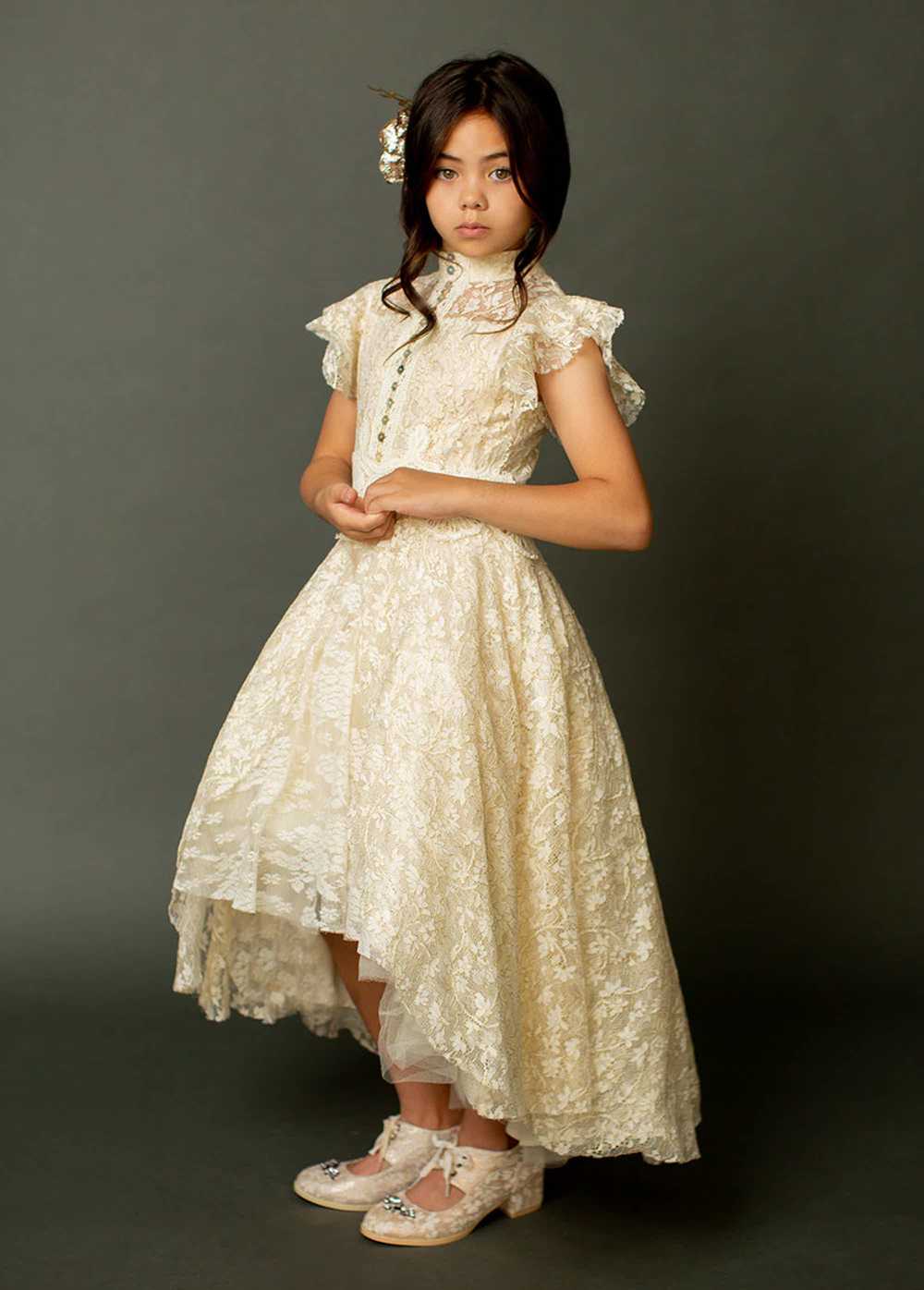 Joyfolie Kristy Petticoat Dress in Cream Metallic - image 1