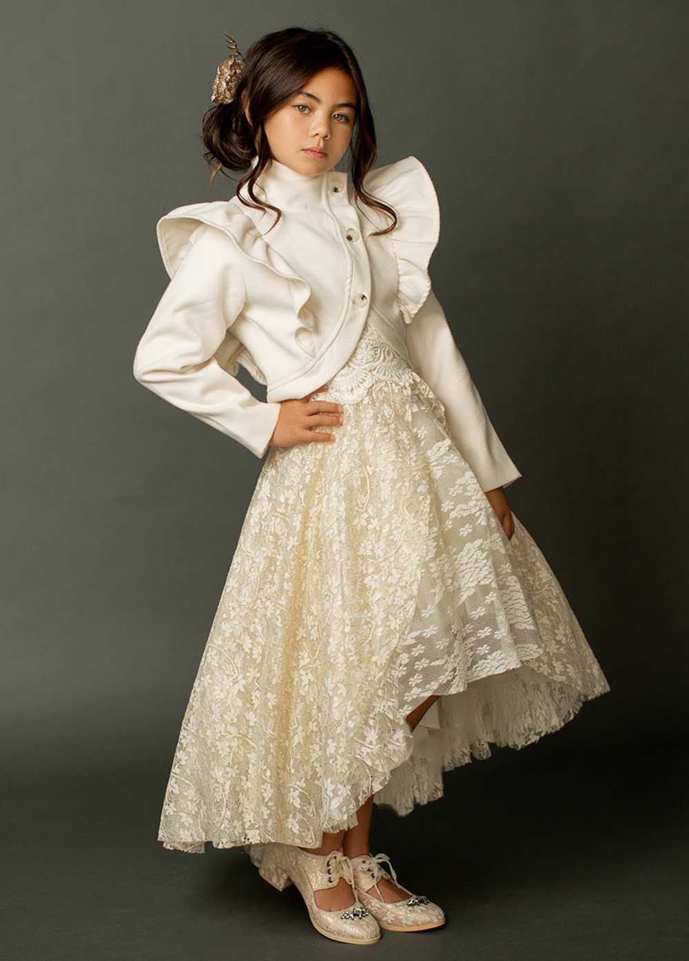 Joyfolie Kristy Petticoat Dress in Cream Metallic - image 3