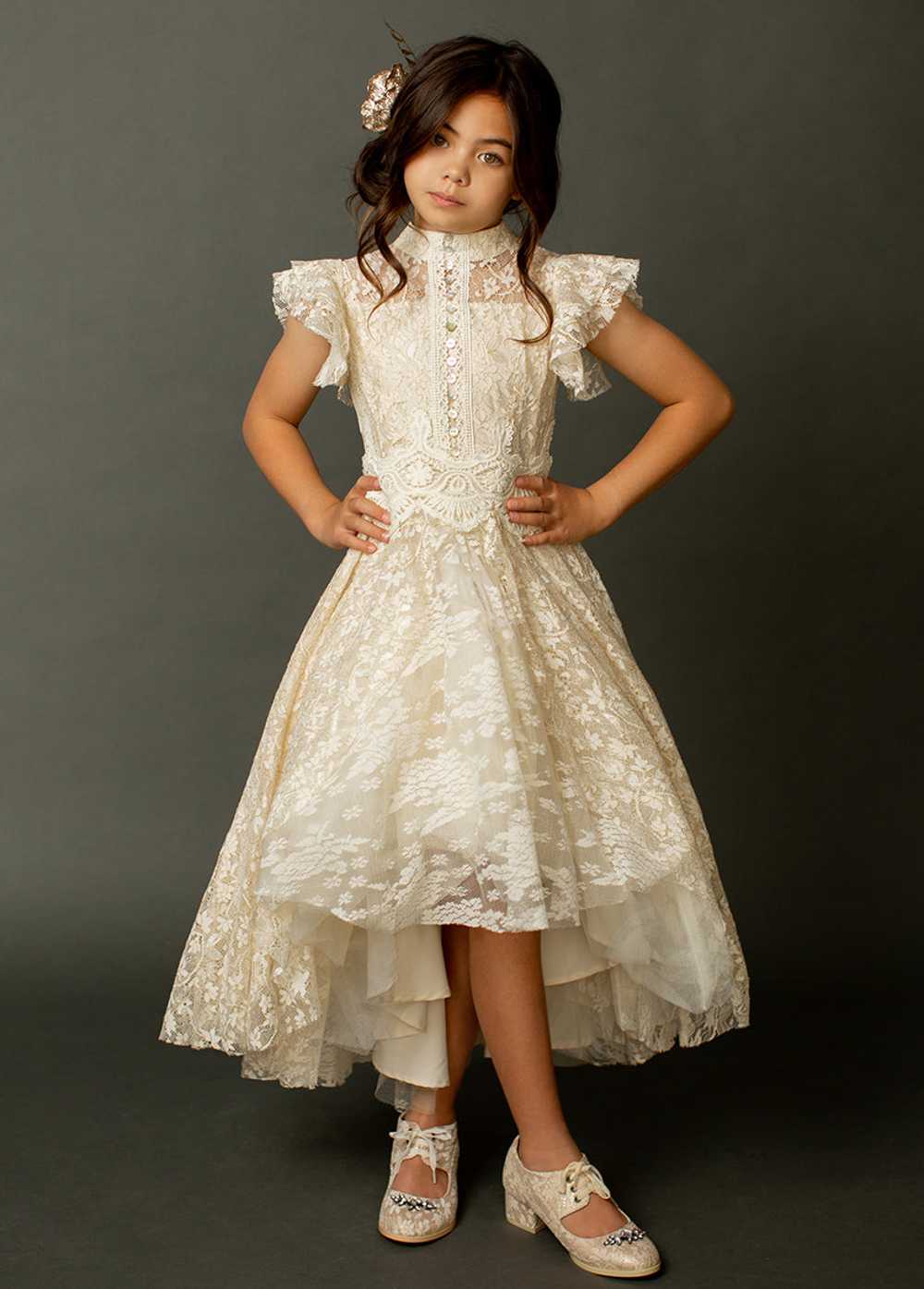 Joyfolie Kristy Petticoat Dress in Cream Metallic - image 4