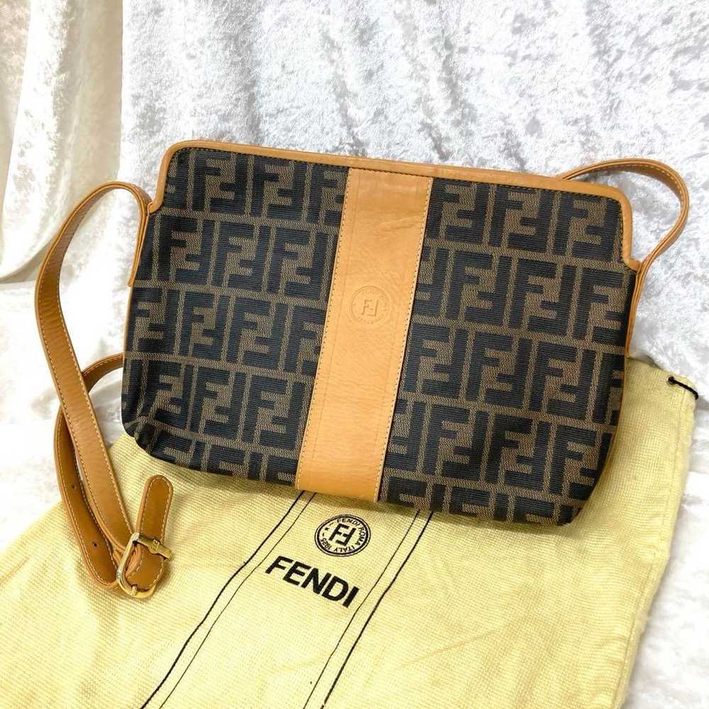 FENDI Shoulder Bag Zucca Pattern PVC Brown - image 1