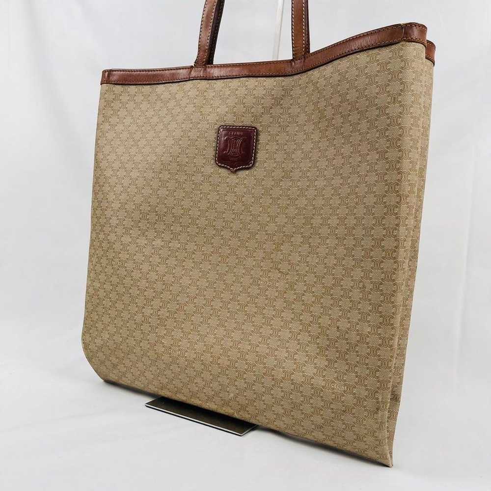 Celine leather tote bag Macadam blazon logo brown… - image 11