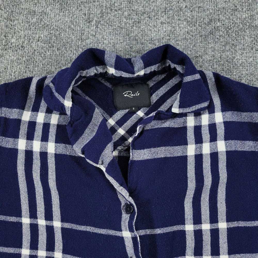 Rails Small Blue Plaid Flannel Rails Button Crop … - image 2